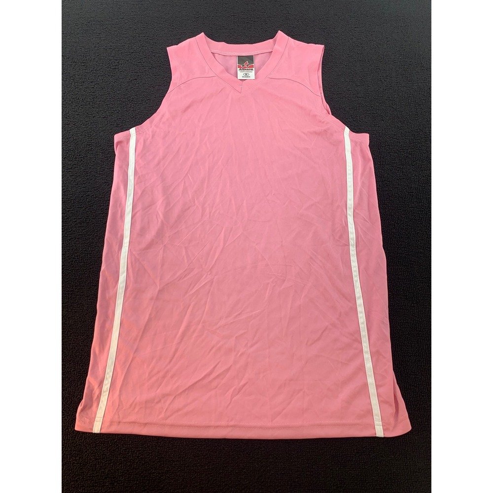 Alleson Athletic Pink Athletic Jersey Tank Top‎ Women's Size Medium V Neck